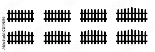 Fence icons set isolated on white background. Simple set of fence vector icons for web design on white background Garden fence icons.