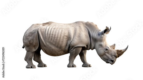 White Rhinoceros Standing on White Background