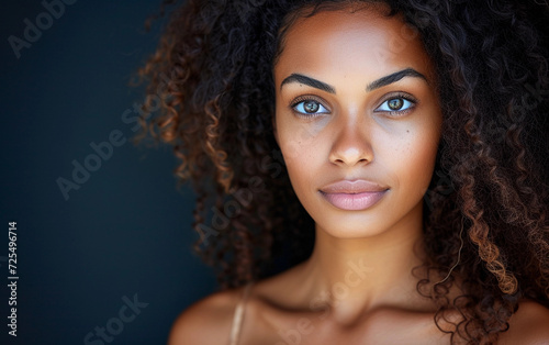 Close Up of Multiracial Woman With Curly Hair