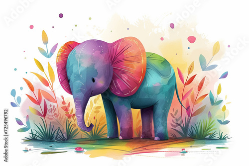 A lonely, colorful cartoon elephant adds vibrancy and cheer to design projects. Explore this whimsical, high-resolution illustration on Adobe Stock for creative inspiration.