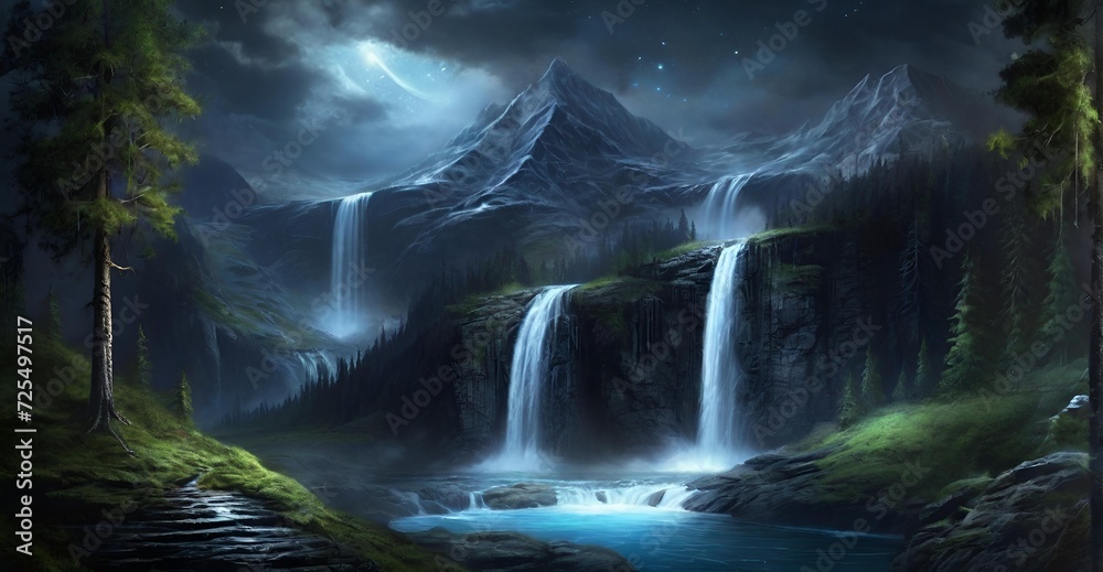 custom made wallpaper toronto digitalwaterfall in the jungle, colorful, wallpaper