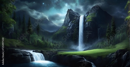 Wallpaper Mural waterfall in the jungle, colorful, wallpaper Torontodigital.ca