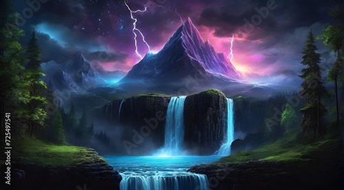 Wallpaper Mural waterfall in the jungle, colorful, wallpaper Torontodigital.ca