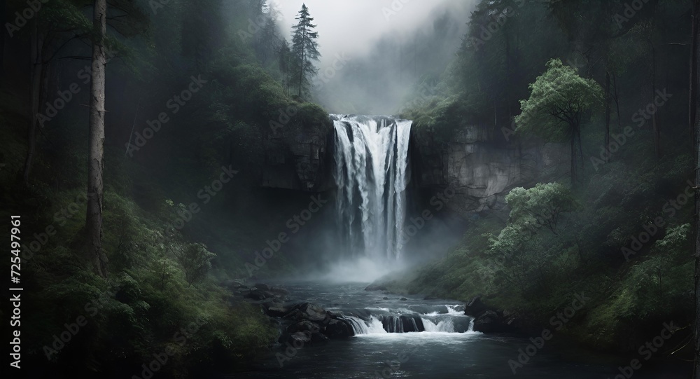 waterfall in the morning , Waterfall, forest, jungle waterfall in the morning , Waterfall, forest, jungle