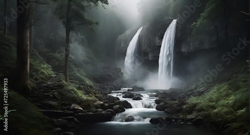 Wallpaper Mural waterfall in the morning , Waterfall, forest, jungle Torontodigital.ca