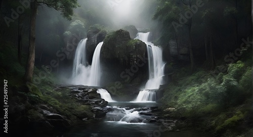 Wallpaper Mural waterfall in the morning , Waterfall, forest, jungle Torontodigital.ca