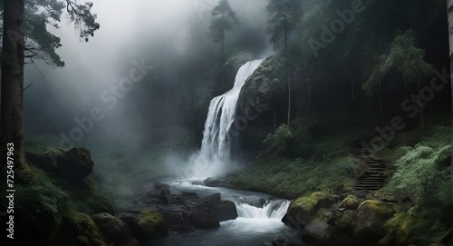 waterfall in the morning   Waterfall  forest  jungle