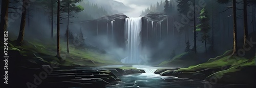 Wallpaper Mural waterfall in the morning , Waterfall, forest, jungle Torontodigital.ca