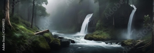 Wallpaper Mural waterfall in the morning , Waterfall, forest, jungle Torontodigital.ca
