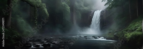 Wallpaper Mural waterfall in the morning , Waterfall, forest, jungle Torontodigital.ca