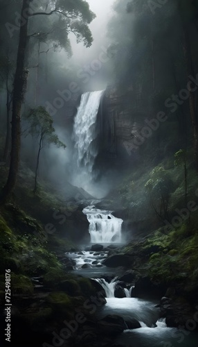 Wallpaper Mural waterfall in the morning , Waterfall, forest, jungle Torontodigital.ca