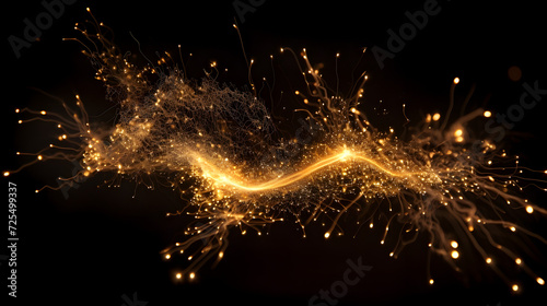 A black background with orange light and a black background,, Gold sparkle particles abstract Background Pro Photo