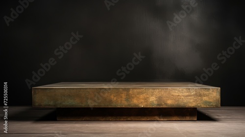Minimalist vintage-inspired brass podium for product showcasing