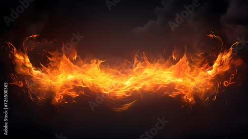 Captivating fire scene, pitch-black background,, .Fire flames isolated on black background flame trail Moving fire texture