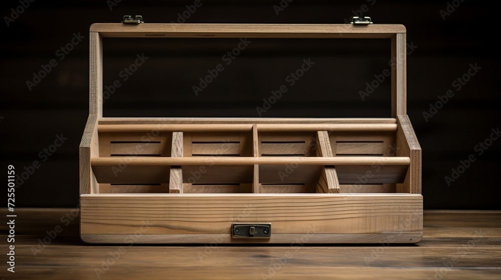 Fototapeta premium Empty wooden crate dividers for handcrafted item assortment