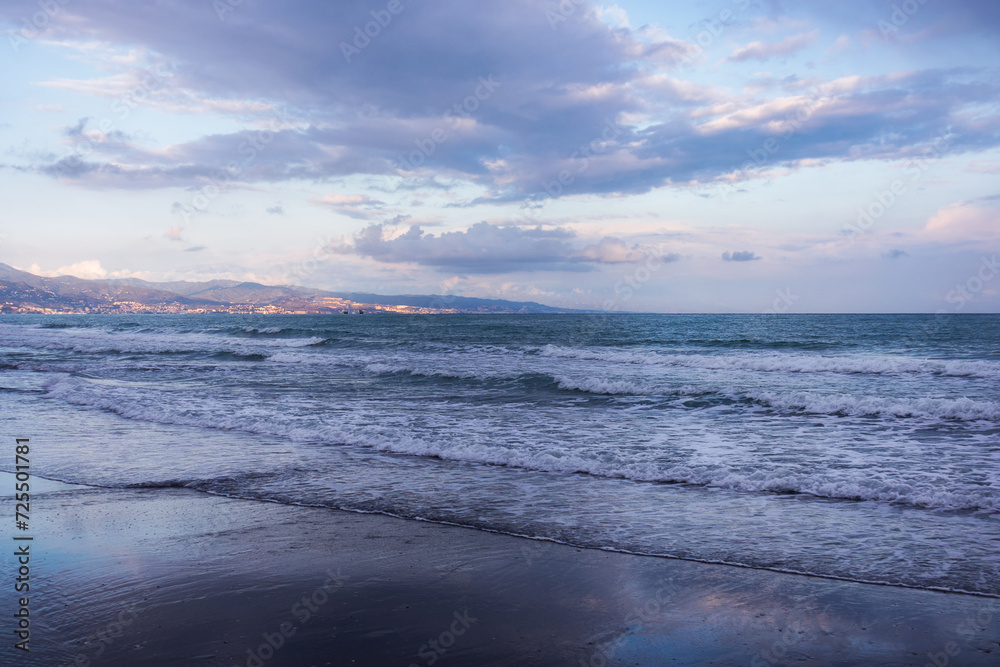 Silver evening by the mediterranean sea