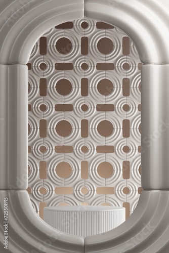 abstract background white circle pattern for product presentation. 3D illustration