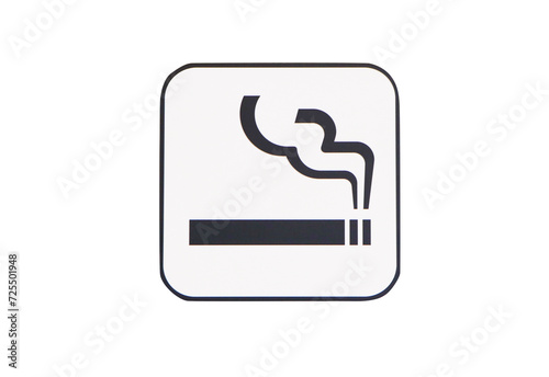 Icon or sign for Smoking area zone black symbol isolated on cut out PNG. Unidentified people smoke in designated smoking area. For installation on the wall of a room with space allowed.