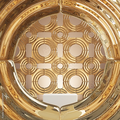 abstract background glass gold circle pattern for product presentation. 3D illustration