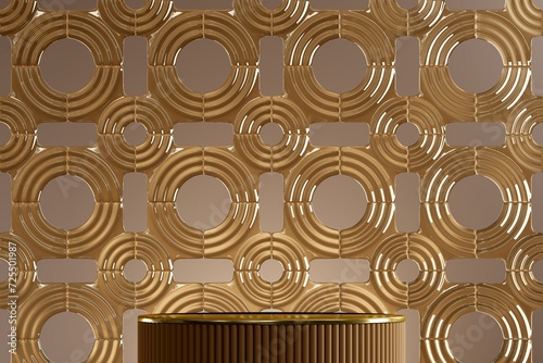 abstract background glass gold circle pattern for product presentation. 3D illustration