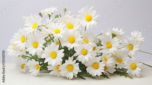 White Yellow Daisies flowers bud on light background,