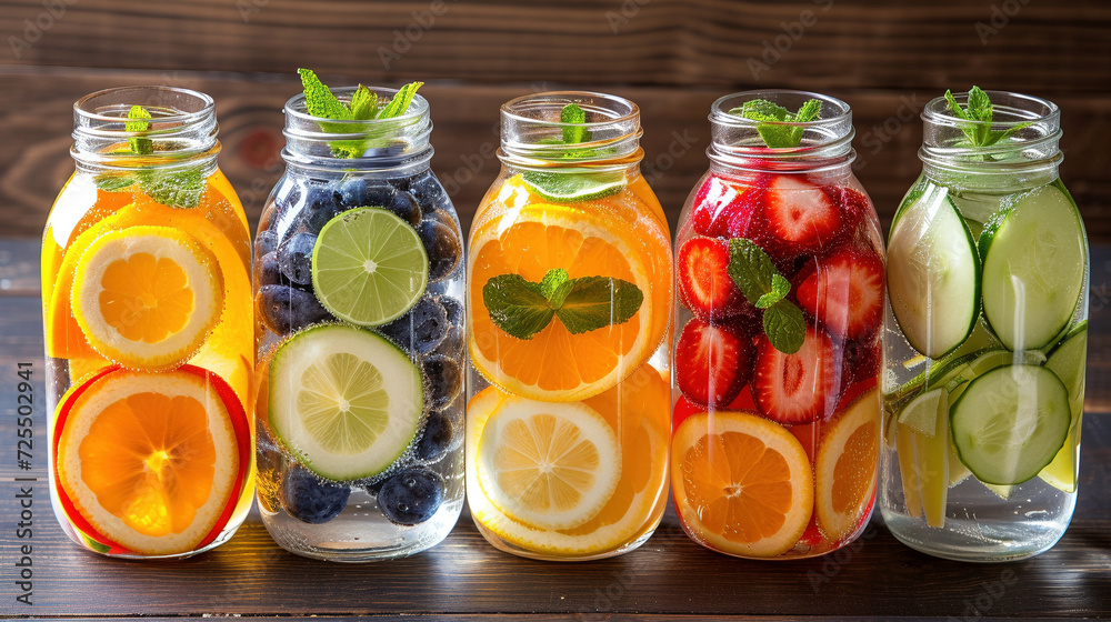 Refreshing Fruit Infused Water in Mason Jars with Berries and Citrus Refreshing Fruit Infused Water in Mason Jars with Berries and Citrus