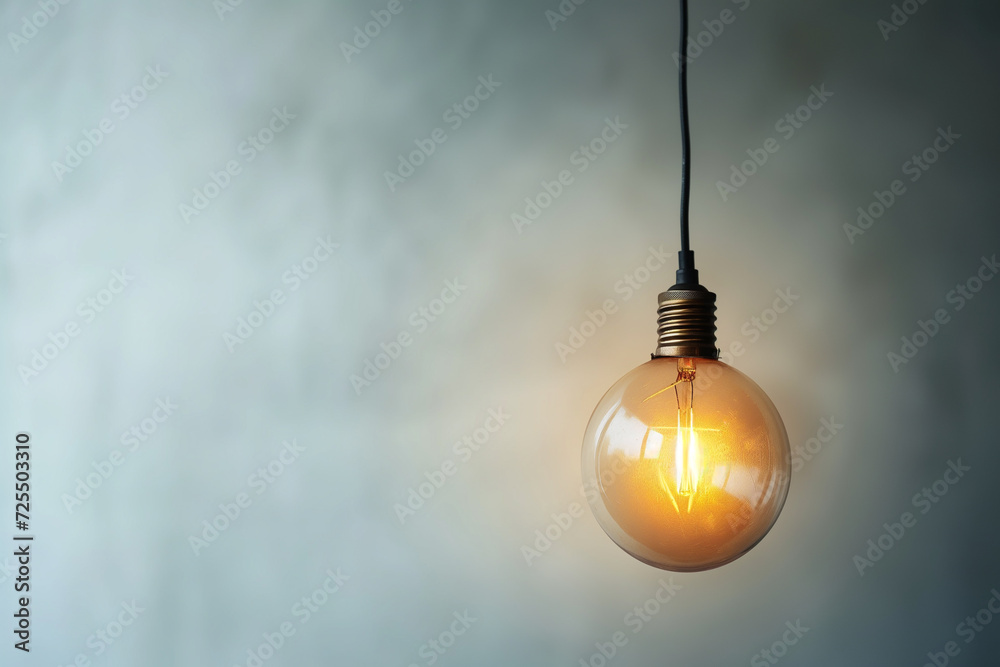 A single white light bulb radiates against a minimalist, textured wall, blending simplicity and modern design aesthetics. A single white light bulb radiates against a minimalist, textured wall, blending simplicity and modern design aesthetics.