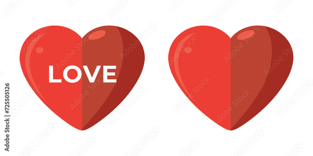 Romantic love heart vector illustration. Love heart illustration symbol icon. Valentine day template element for greeting card, invitation, t-shirt design