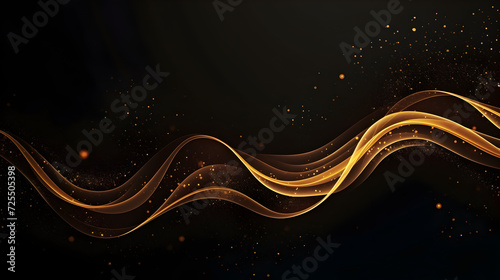 Abstract colorful glittering effect defocused design on dark background, shiny elegance fantasy bright color contrast with black concept, Pro Photo,, Abstract luxury golden curved waves and lines wi 