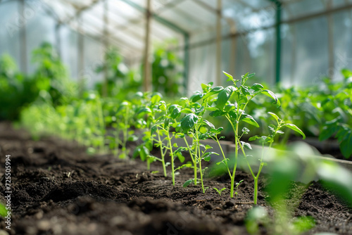 Vibrant Organic Lettuces Growing in Sunlit Greenhouse Farm