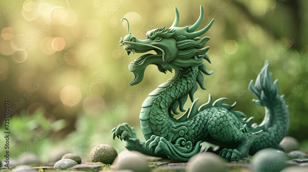The green wooden dragon is the symbol of the new year 2025 according to the Chinese calendar. generative ai