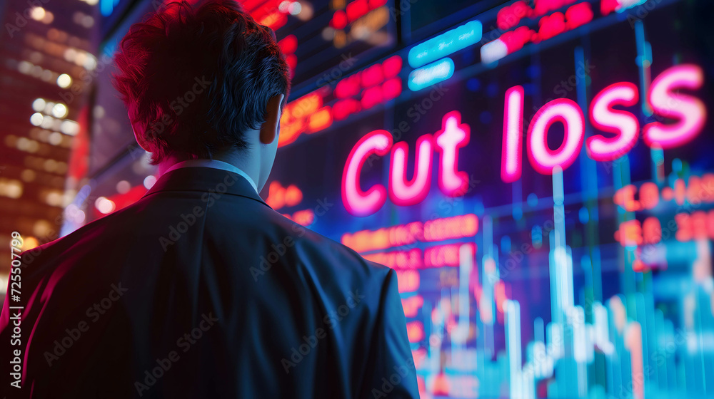 investor or businessman in stock and currency market with word “cut loss”, cutting losses and  risk control is important for investing, stop loss concept