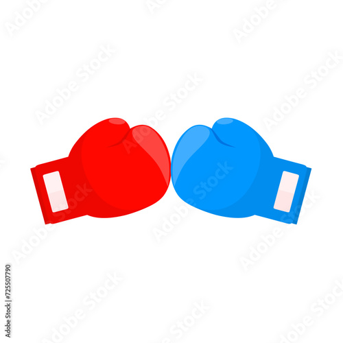 Red and blue boxing gloves vector illustration isolated on white background. Suitable for combat sports competition logos.