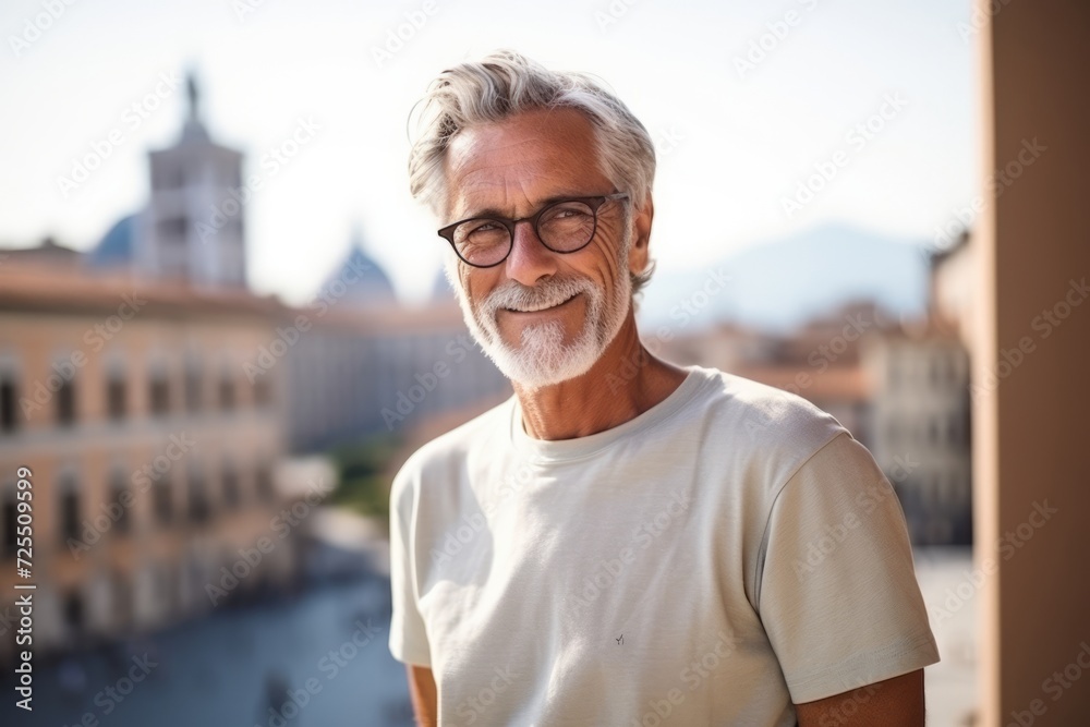 Portrait of a senior man with eyeglasses in a city Portrait of a senior man with eyeglasses in a city