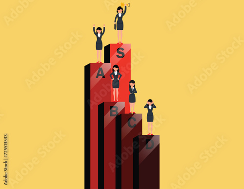 Different opportunities for success, Businesswomen are at different financial levels. Business gap inequality with society separation