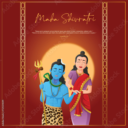 Vector illustration Happy Maha Shivratri Hindu festival Editable Post Banner Template