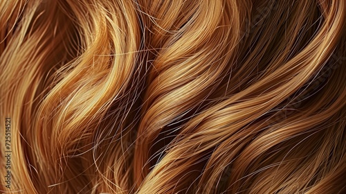 Closeup medium blond red hair. Women s hairstyle. Hair texture
