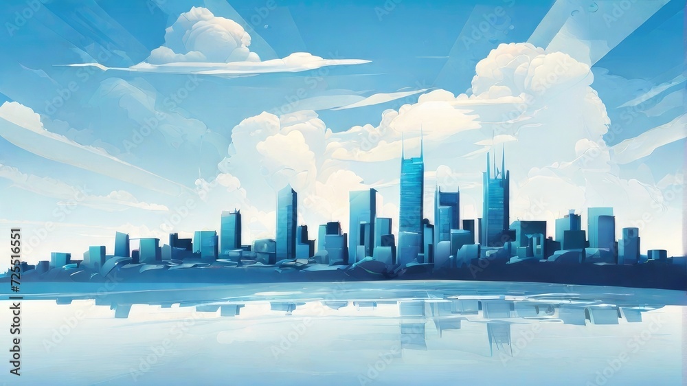 blue cityscape background illustration