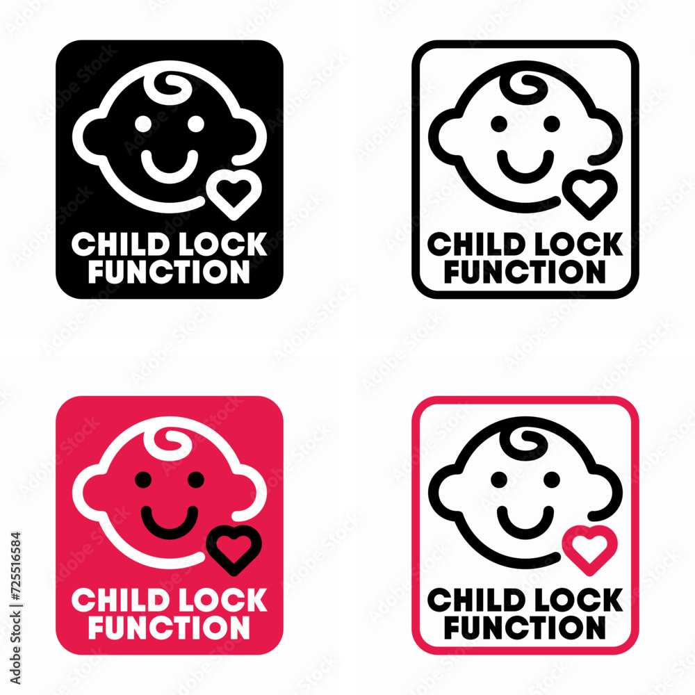 Child Lock Function vector information sign Child Lock Function vector information sign