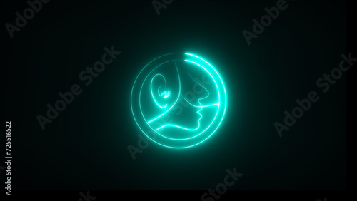 Neon lights against a dark background for the ears, nose, and throght sign.