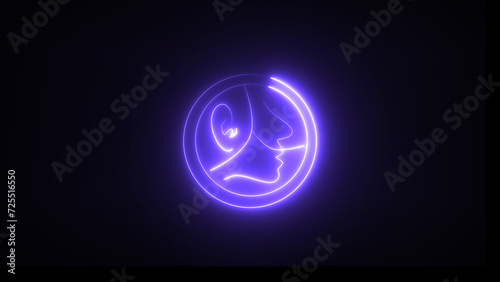 Neon lights against a dark background for the ears, nose, and throght sign.