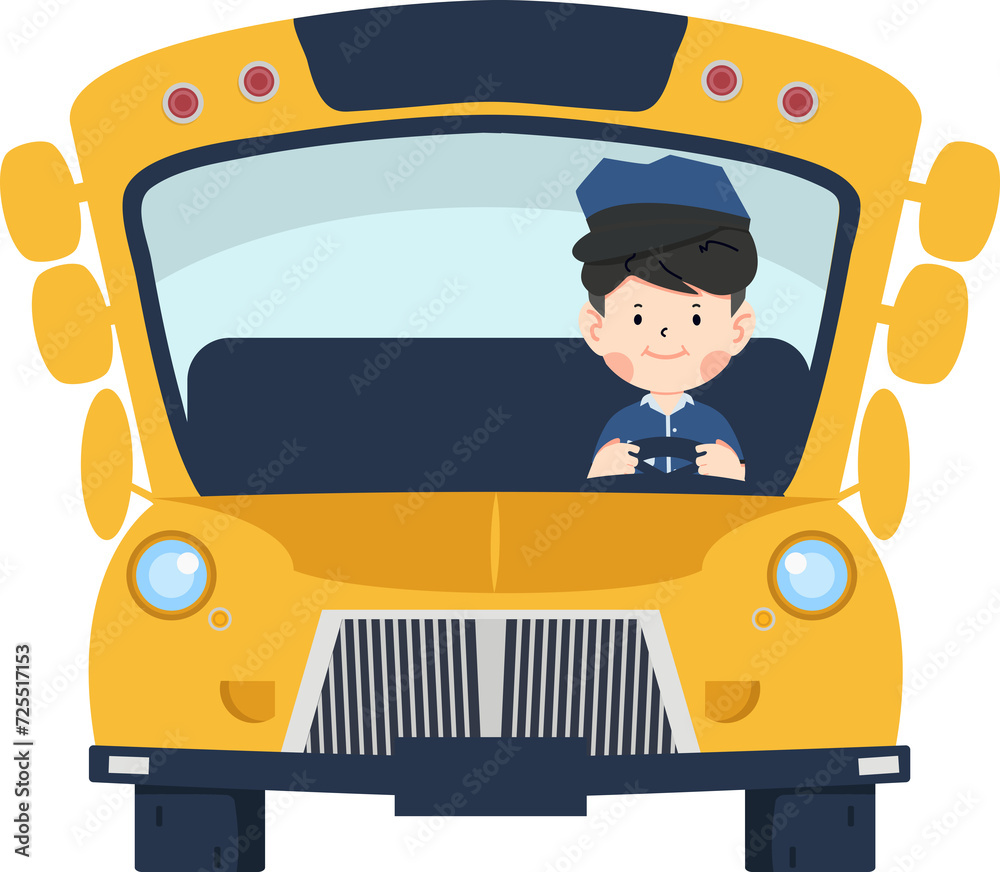 School bus driver vector cartoon