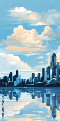 blue cityscape background illustration