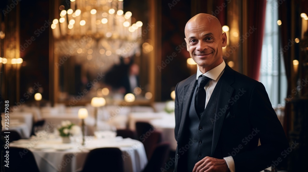 Fototapeta premium Maître d' with engaging smile committed to exceptional dining