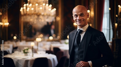 Maître d' with engaging smile committed to exceptional dining photo