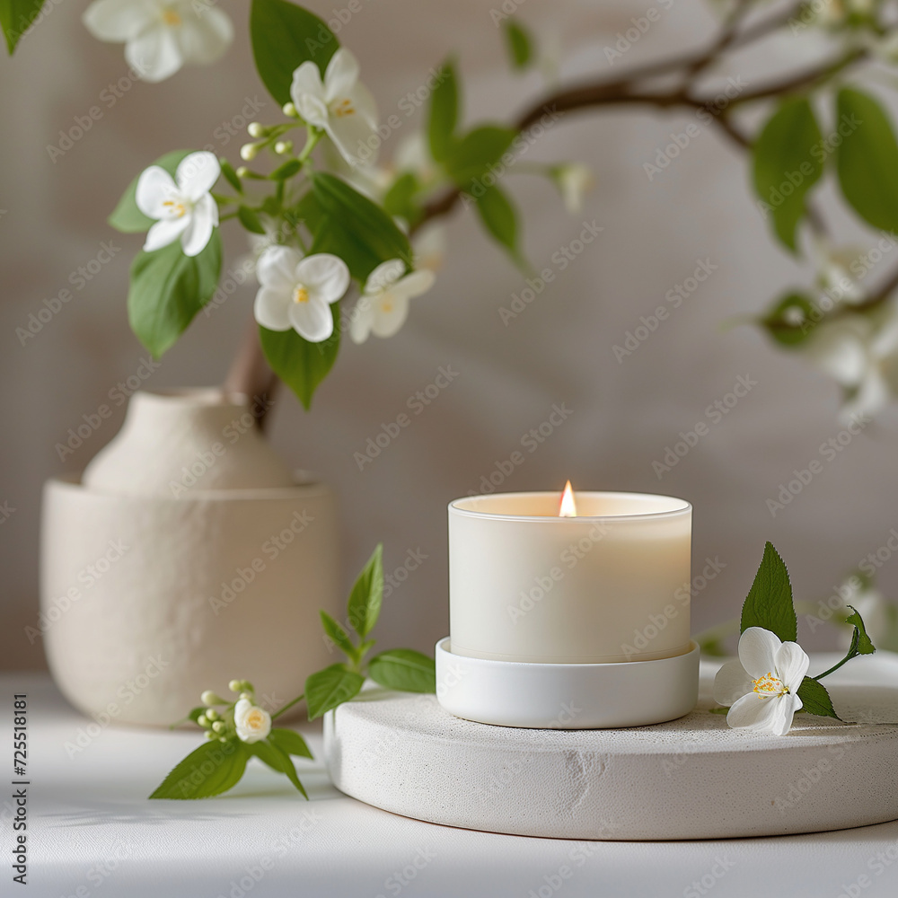 spa still life with candles and flowers, aromatherapy scented candle spa still life with candles and flowers, aromatherapy scented candle
