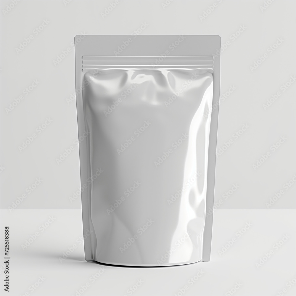 3d white pouch bag, gloss finish, product mockup, packaging mockup
