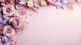 Beautiful flowers on pastel background Abstract natural floral frame layout