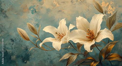 Blooming Beauty: A Vintage Floral Illustration on Decorative Botanical Wallpaper