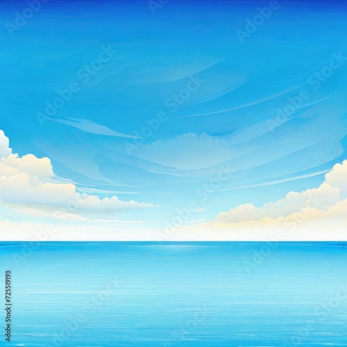 sea with blue sky illustration background © alvian